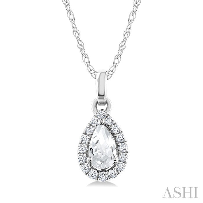 Pear Shape Gemstone & Halo Diamond Pendant