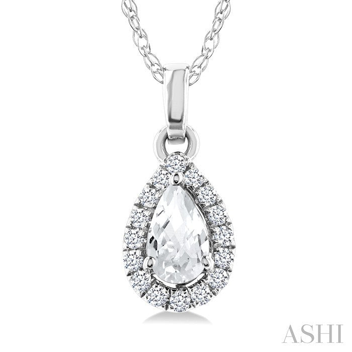 Pear Shape Gemstone & Halo Diamond Pendant