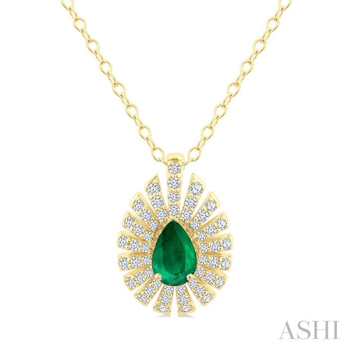 Pear Shape Gemstone & Diamond Pendant