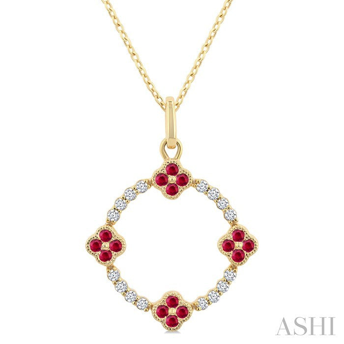 Clover Circle Gemstone & Diamond Pendant