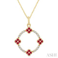 Clover Circle Gemstone & Diamond Pendant