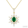 Oval Shape Gemstone & Halo Diamond Pendant