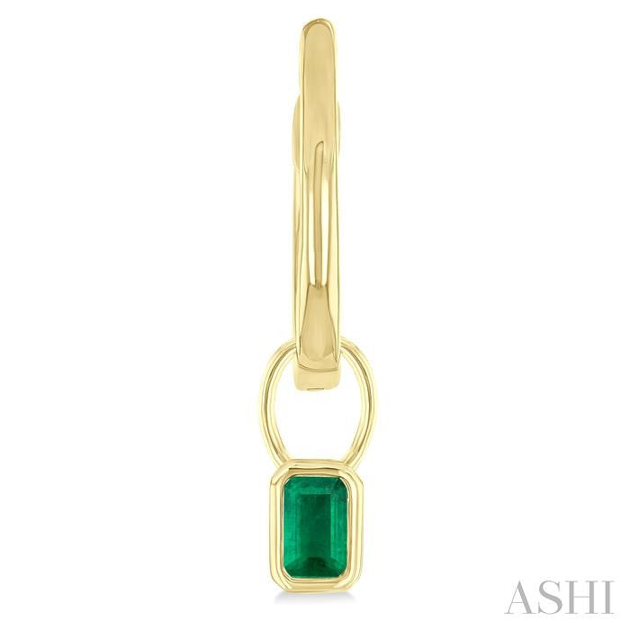 Emerald Shape Bezel Set Gemstone Huggie Fashion Earrings
