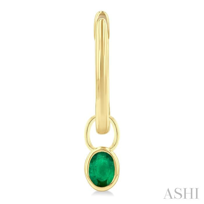 Oval Shape Bezel Set Gemstone Huggie Fashion Earrings
