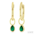 Pear Shape Bezel Set Gemstone Huggie Fashion Earrings