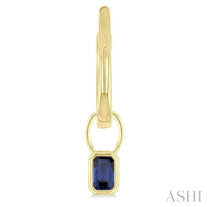 Emerald Shape Bezel Set Gemstone Huggie Fashion Earrings