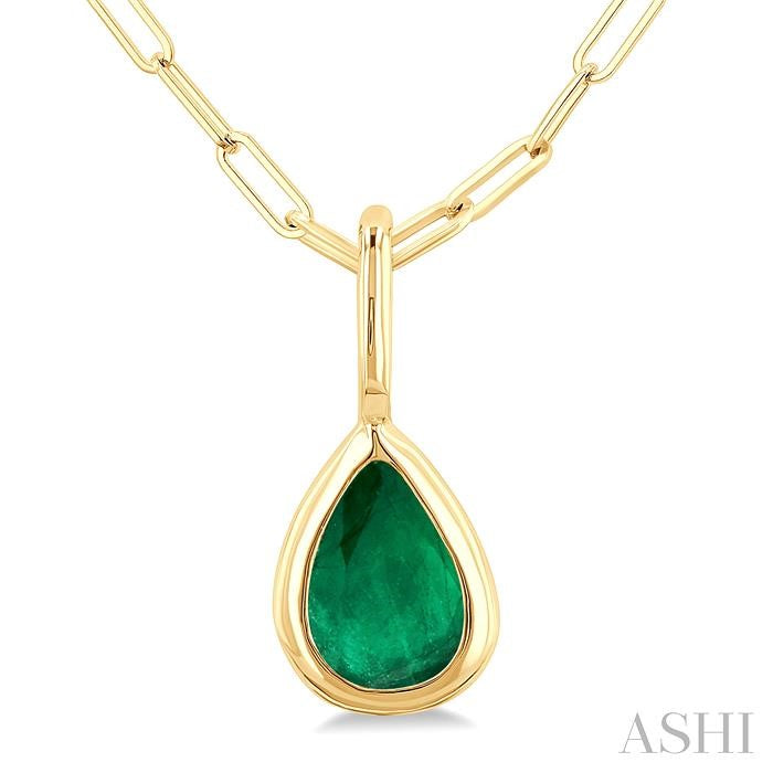 Pear Shape Bezel Set Paperclip Gemstone Fashion Pendant