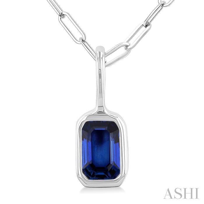 Emerald Shape Bezel Set Paperclip Gemstone Fashion Pendant