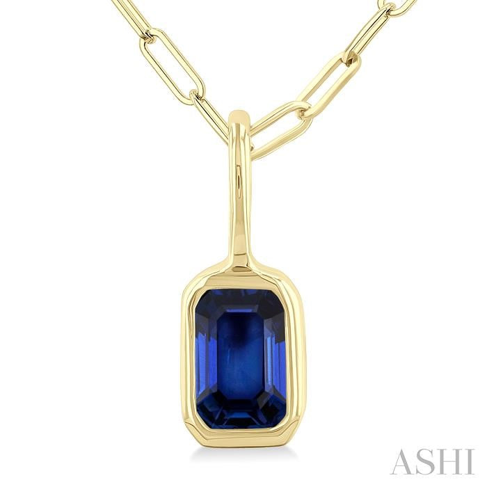 Emerald Shape Bezel Set Paperclip Gemstone Fashion Pendant