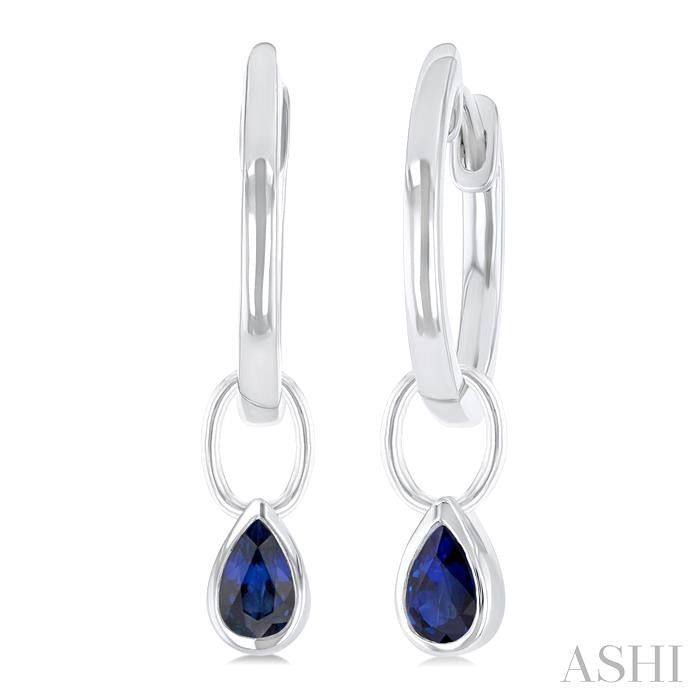 Pear Shape Bezel Set Gemstone Huggie Fashion Earrings