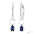 Pear Shape Bezel Set Gemstone Huggie Fashion Earrings