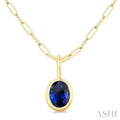 Oval Shape Bezel Set Paperclip Gemstone Fashion Pendant