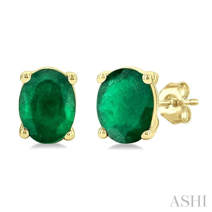 Oval Shape Gemstone Stud Earrings