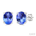 Oval Shape Gemstone Stud Earrings