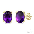 Oval Shape Gemstone Stud Earrings