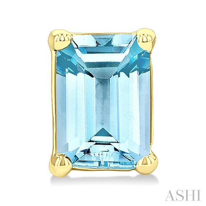 Emerald Shape Gemstone Stud Earrings