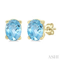 Oval Shape Gemstone Stud Earrings