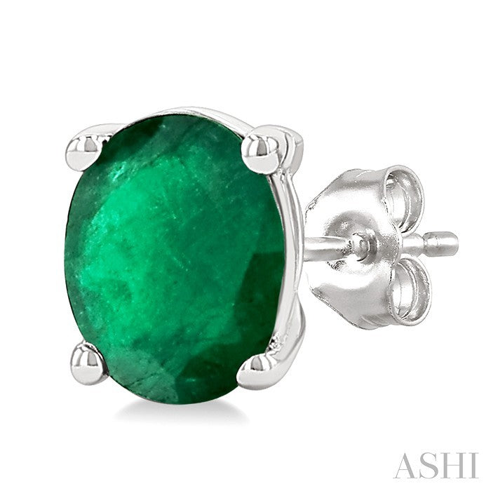 Oval Shape Gemstone Stud Earrings