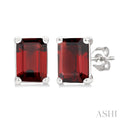 Emerald Shape Gemstone Stud Earrings