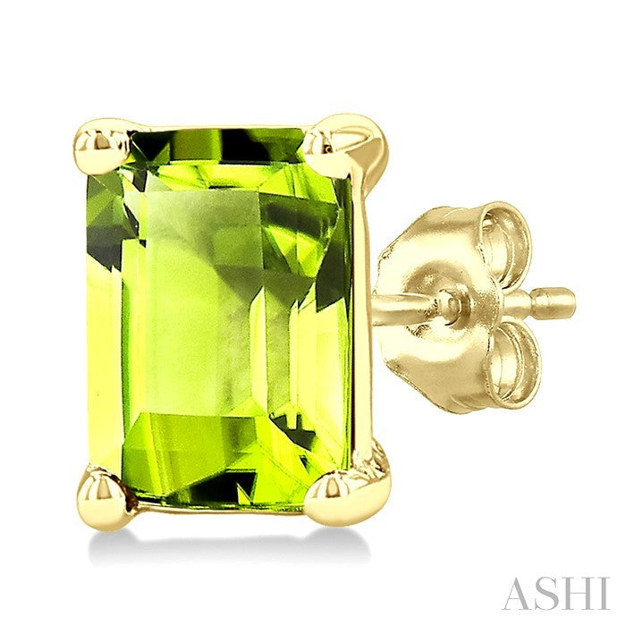 Emerald Shape Gemstone Stud Earrings