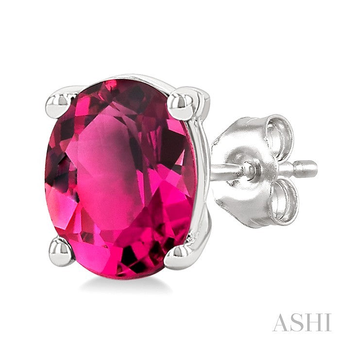 Oval Shape Gemstone Stud Earrings