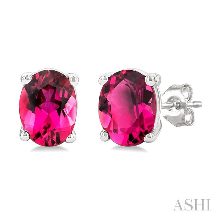 Oval Shape Gemstone Stud Earrings
