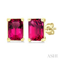 Emerald Shape Gemstone Stud Earrings