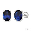 Oval Shape Gemstone Stud Earrings