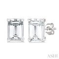 Emerald Shape Gemstone Stud Earrings