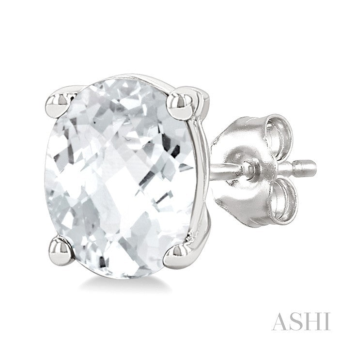 Oval Shape Gemstone Stud Earrings