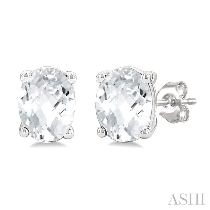Oval Shape Gemstone Stud Earrings