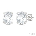 Oval Shape Gemstone Stud Earrings