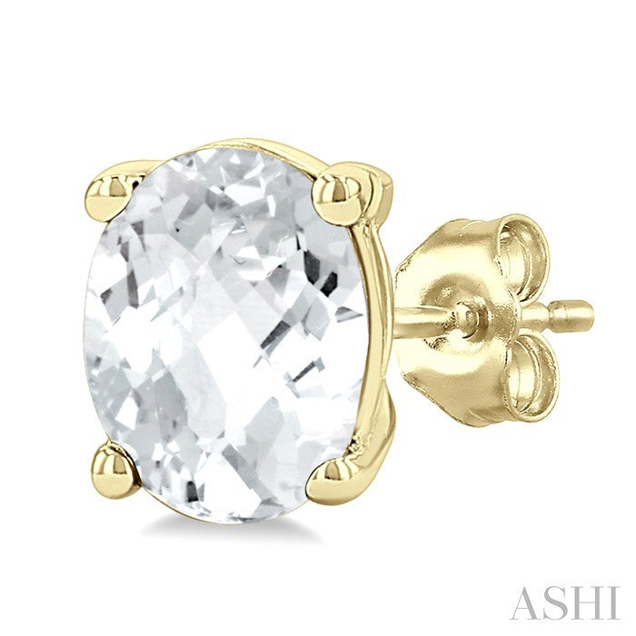 Oval Shape Gemstone Stud Earrings