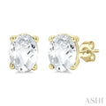 Oval Shape Gemstone Stud Earrings