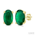 Oval Shape Gemstone Stud Earrings