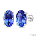 Oval Shape Gemstone Stud Earrings