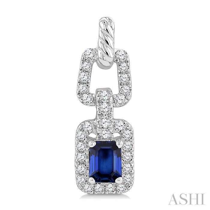 Emerald Shape Gemstone & Diamond Link Earrings