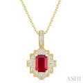 Emerald Shape Gemstone & Diamond Pendant