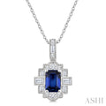 Emerald Shape Gemstone & Diamond Pendant