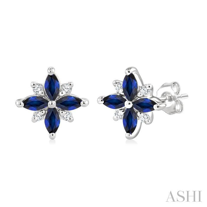 Blossom Marquise Shape Gemstone & Diamond Earrings