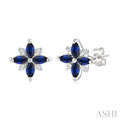 Blossom Marquise Shape Gemstone & Diamond Earrings