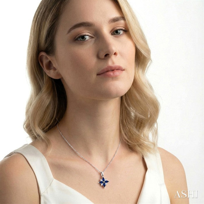Blossom Marquise Shape Gemstone & Diamond Pendant