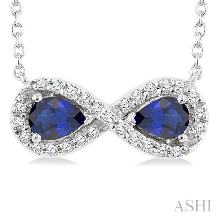 Pear Shape Gemstone & Infinity Halo Diamond Pendant