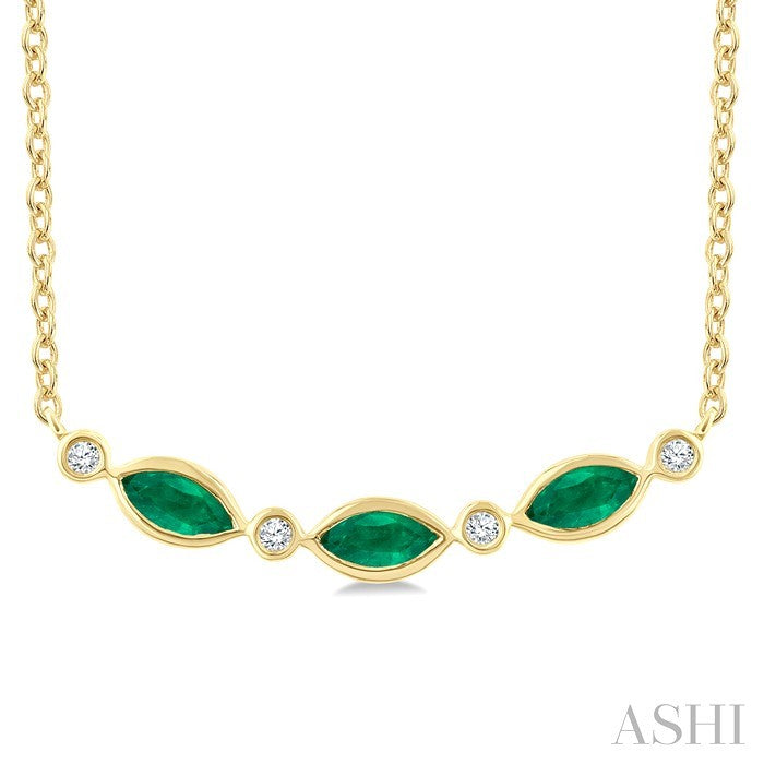 Marquise Shape Gemstone & Diamond Fashion Necklace