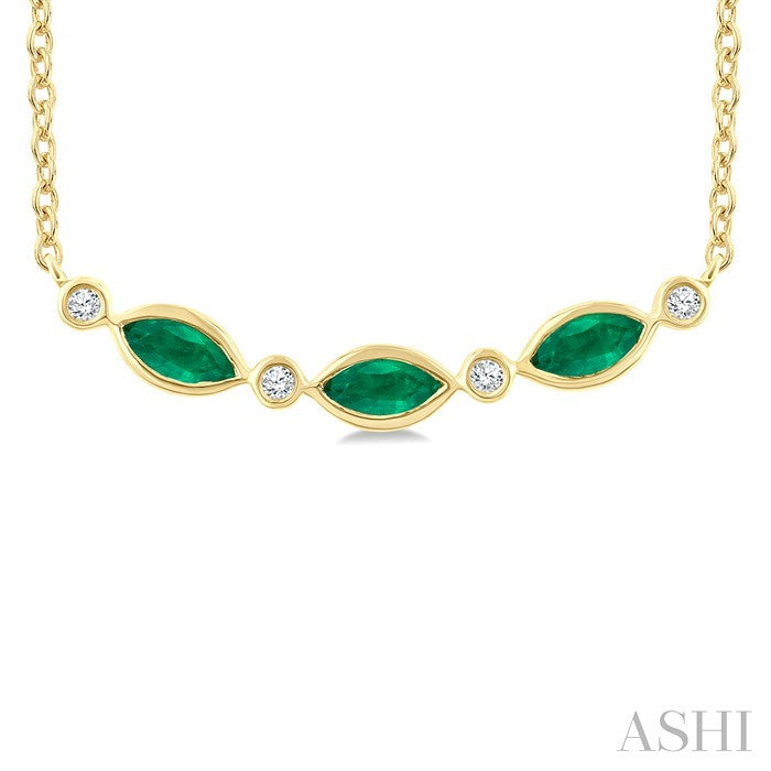 Marquise Shape Gemstone & Diamond Fashion Necklace