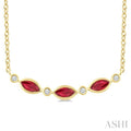 Marquise Shape Gemstone & Diamond Fashion Necklace