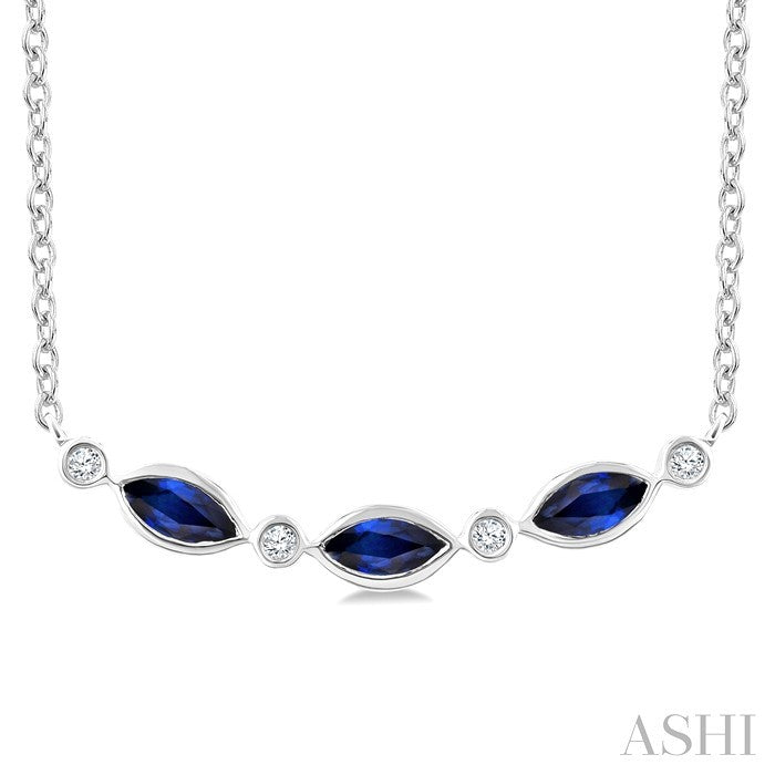 Marquise Shape Gemstone & Diamond Fashion Necklace