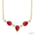 Pear Shape Bezel Gemstone & Diamond Fashion Necklace