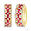 Gemstone & Diamond Hoop Earrings