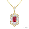 Emerald Shape Gemstone & Halo Diamond Pendant